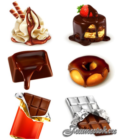 Realistic chocolate creative vector set