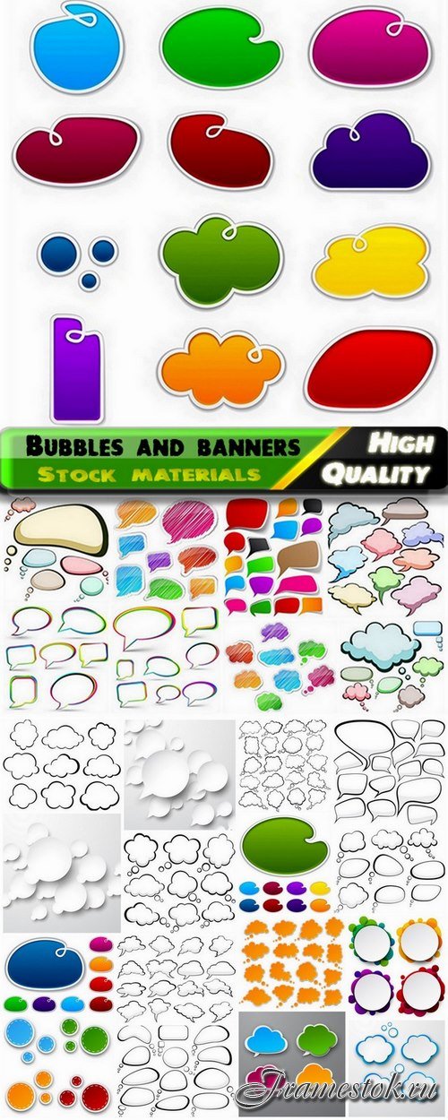 Colored vector bubbles and banners - 25 Eps