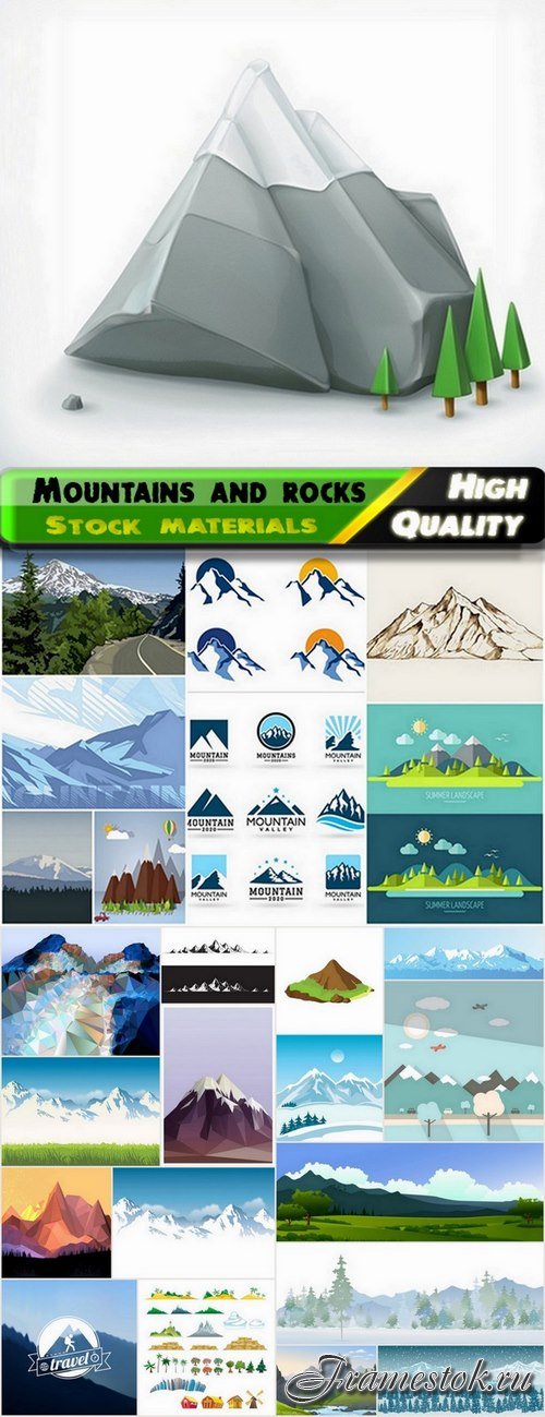 Beautiful landscape with mountains and rocks - 25 Eps