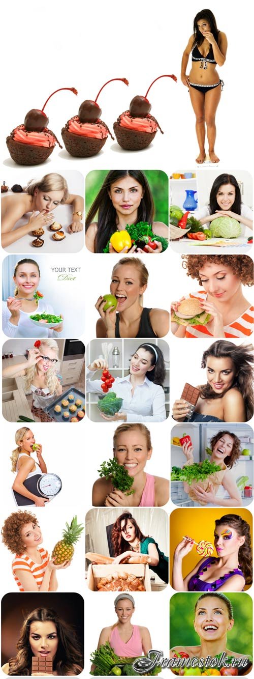 Girls and food stock photo