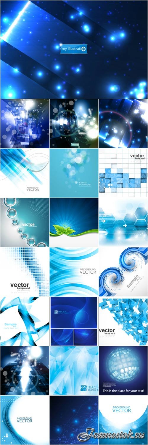 Collection of blue abstract backgrounds vector