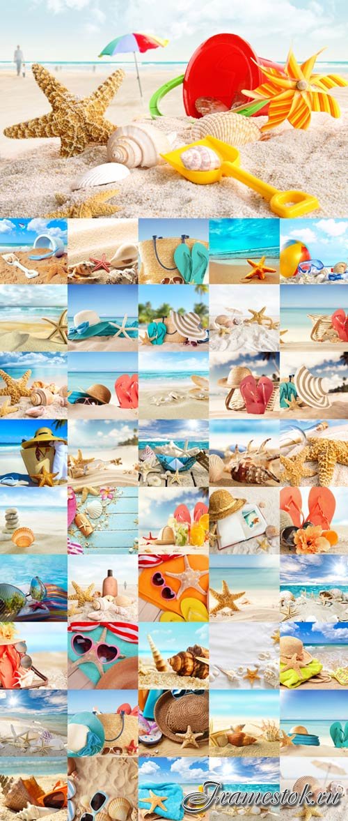 Summer, sea, sun, beach raster graphics