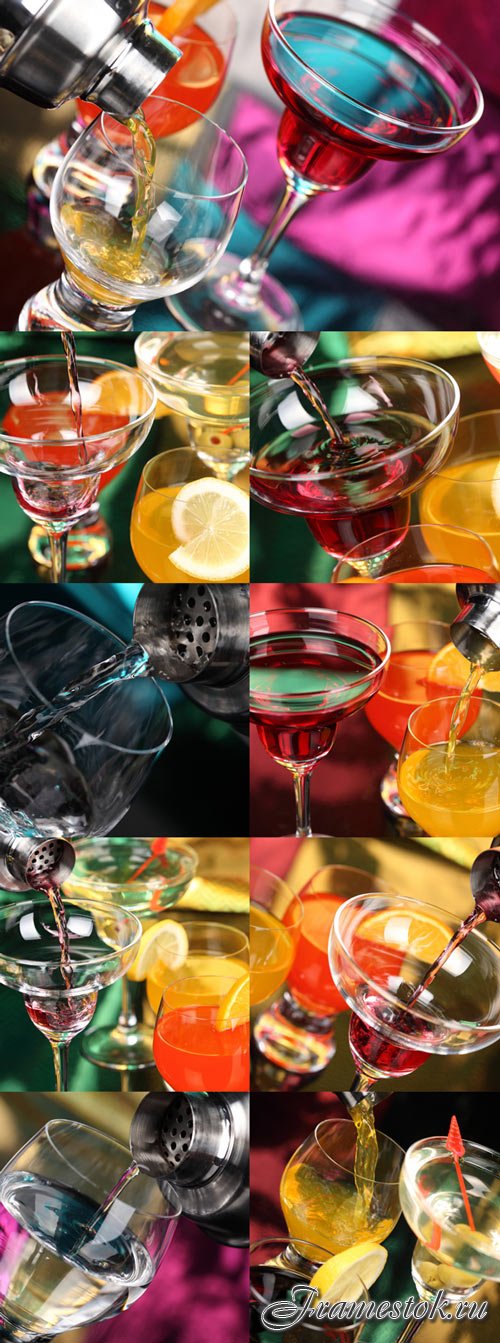 Refreshing tropical cocktail Raster Graphics set 2