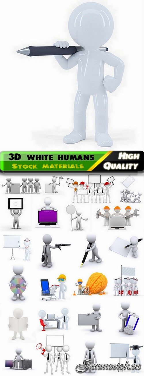 Business 3D white humans in vector from stock 2 - 25 Eps