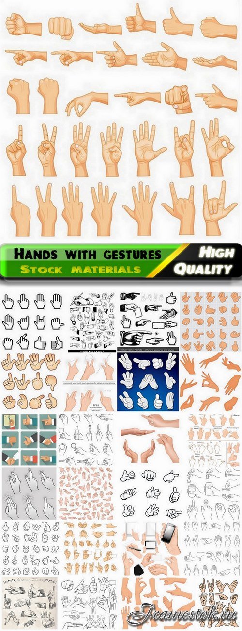 Male and female and hands with different gestures - 25 Eps
