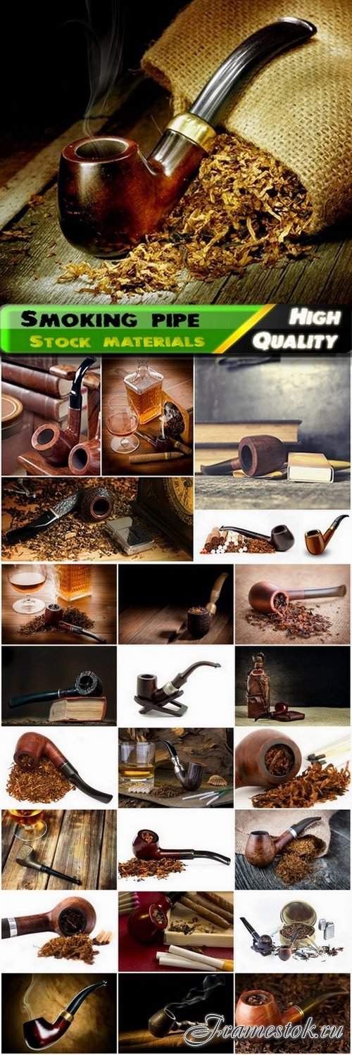 Wooden smoking pipe and tobacco - 25 HQ Jpg