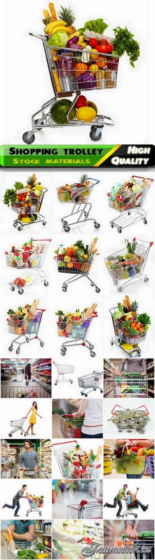 Shopping trolley with vegetabels and other food products - 25 HQ Jpg