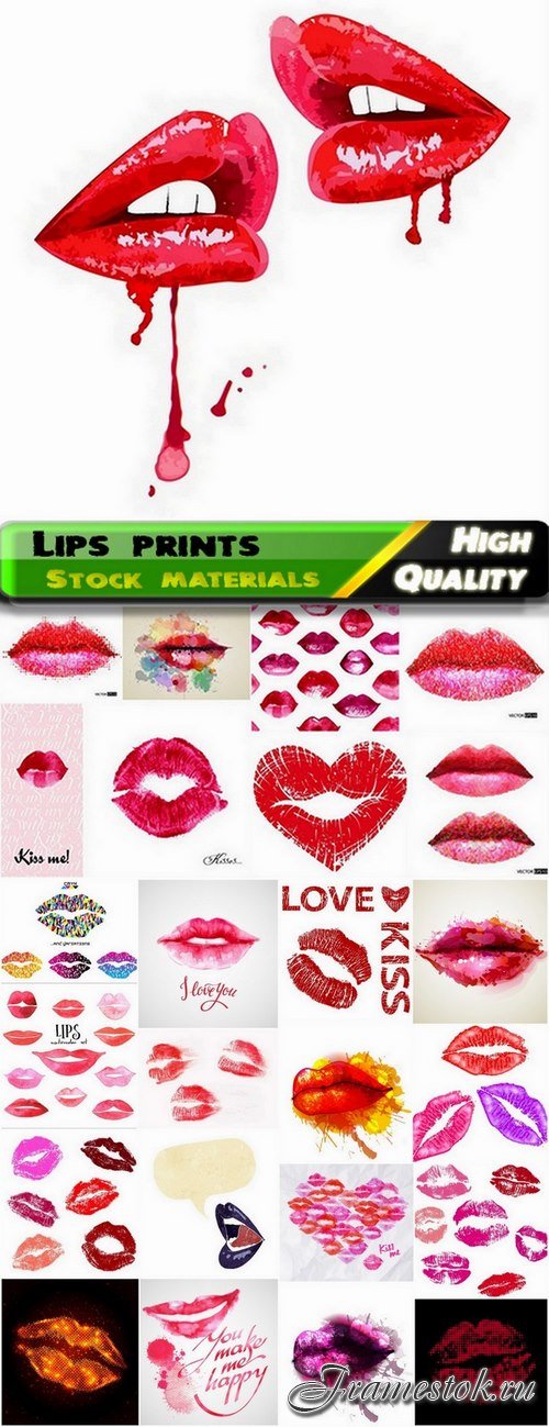 Beautiful prints of female lips - 25 Eps