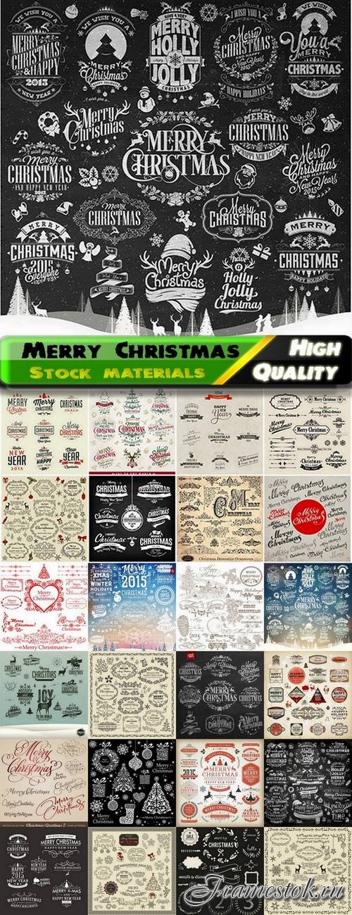 Calligraphy elements for Merry christmas cards decoration - 25 Eps