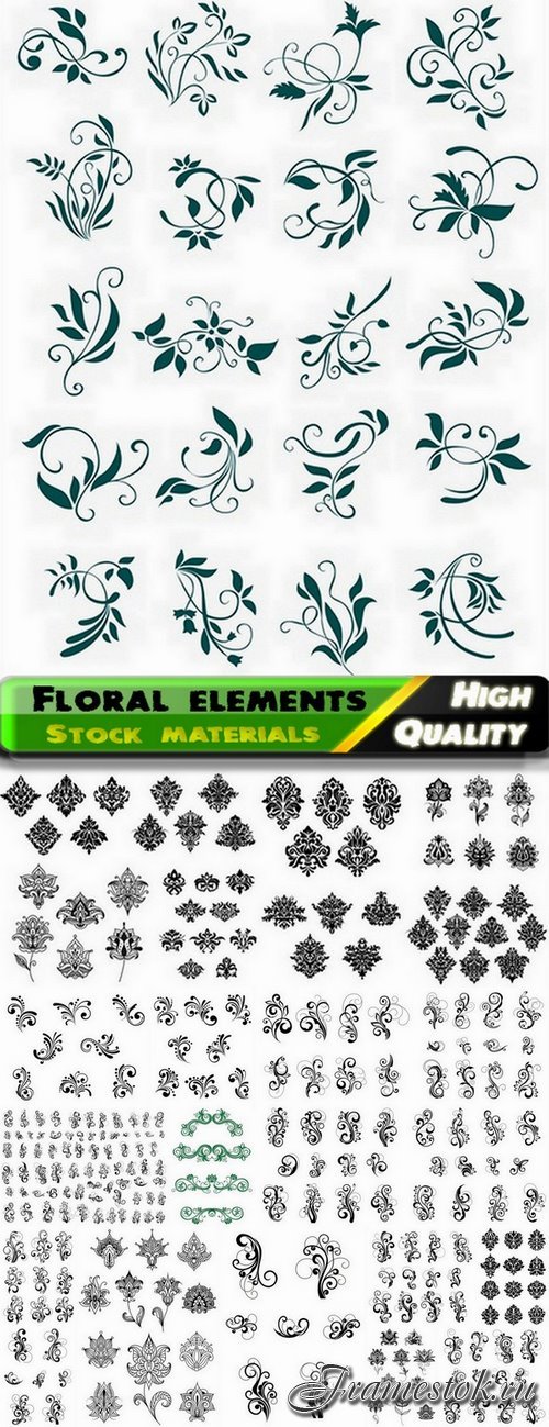 Calligraphic floral decorative vintage elements 2 - 25 Eps