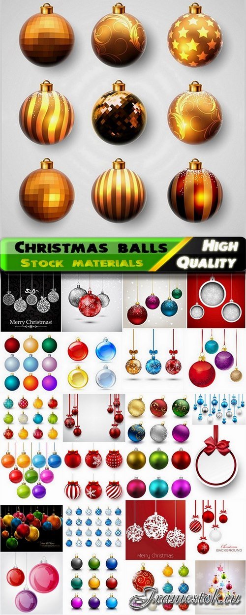 Beautiful glass balls for Christmas trees decoration - 25 Eps