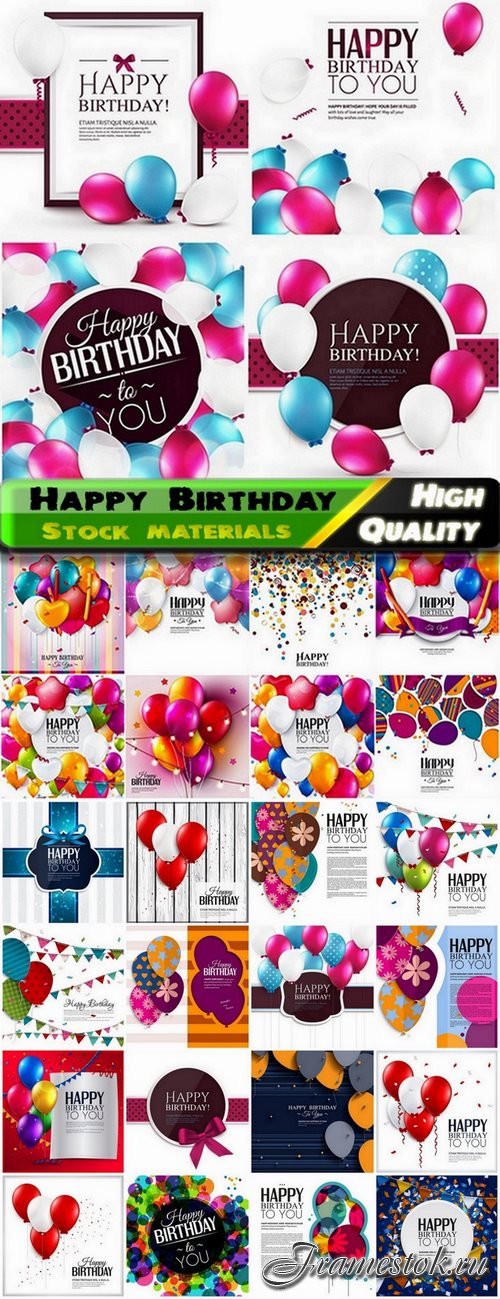 Happy Birthday Template Design in vector from stock #13 - 25 Eps