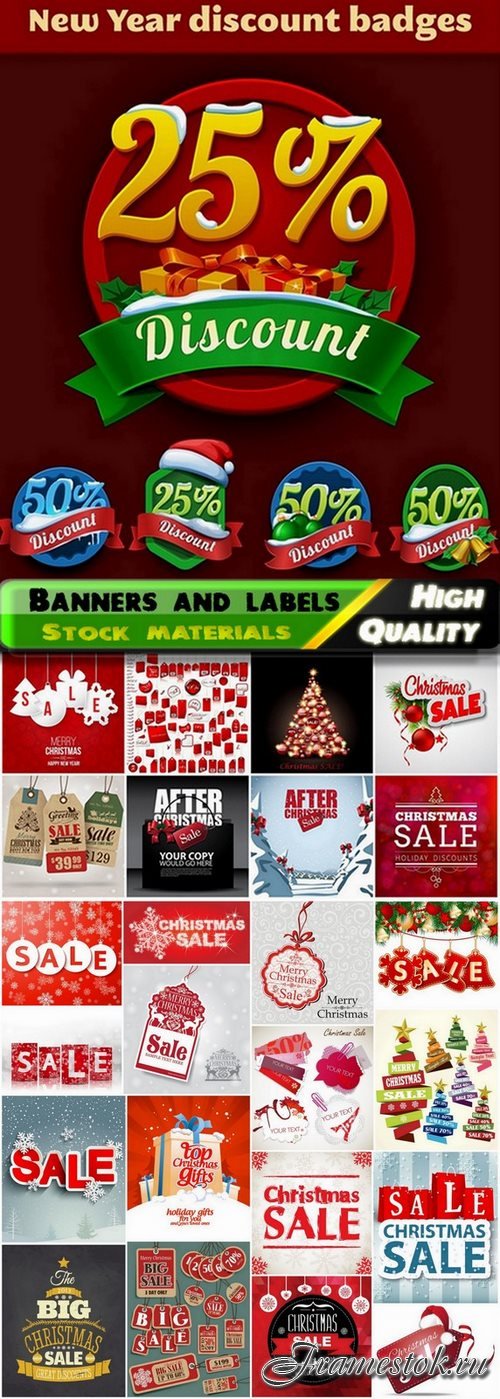 Banners and labels for christmas sale advertising - 25 Eps