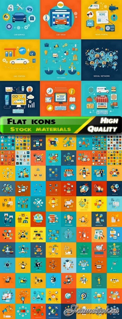 Flat icons and elements for web or app design - 25 Eps