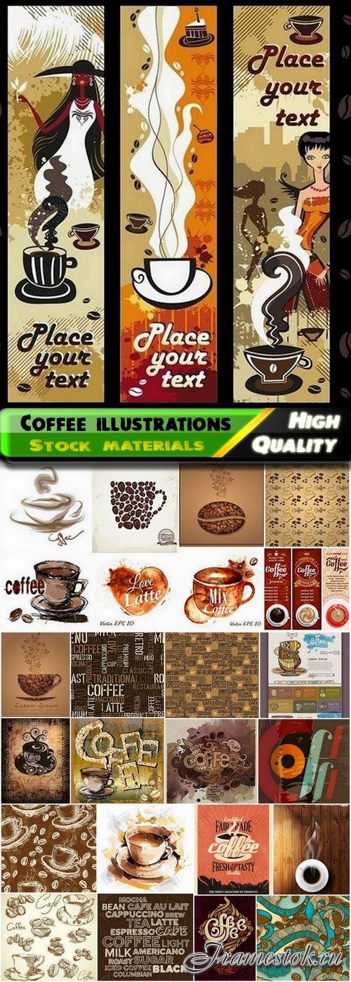Art and creative coffee beans illustrations - 25 Eps