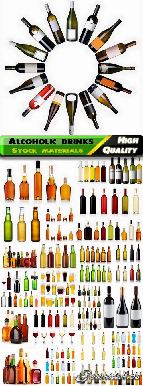 Glass bottles of various alcoholic drinks - 25 HQ Jpg