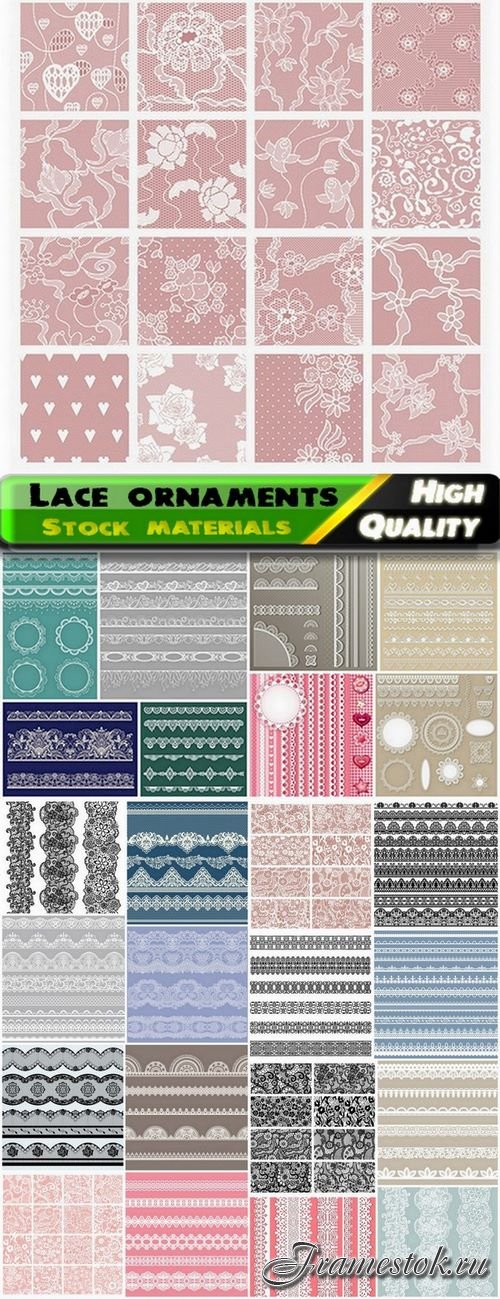 Lace ornamental and floral patterns - 25 Eps