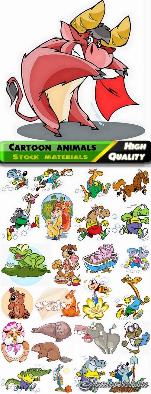 Funny cartoon animals in vector from stock #7 - 25 Eps