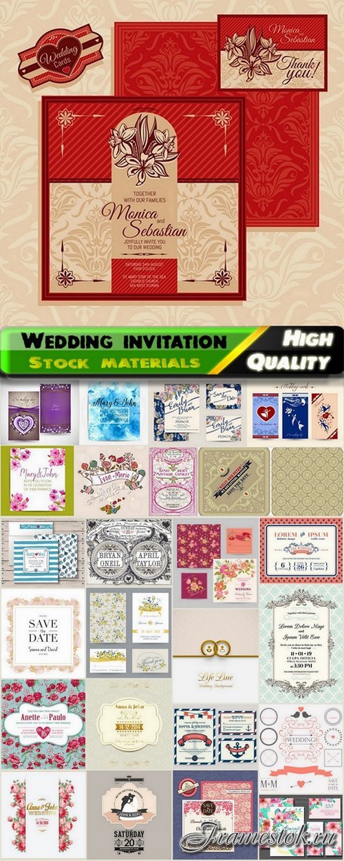 Template for Wedding invitation in vector from stock #5 - 25 Eps