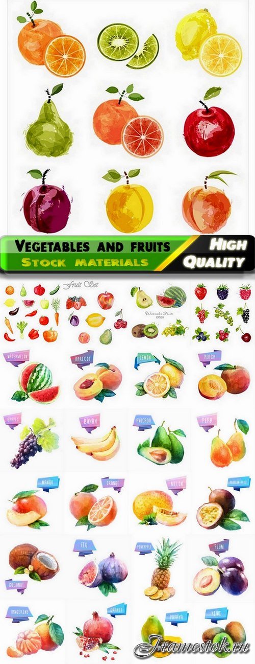 Watercolor vegetables and fruit creative atr 2 - 25 Eps