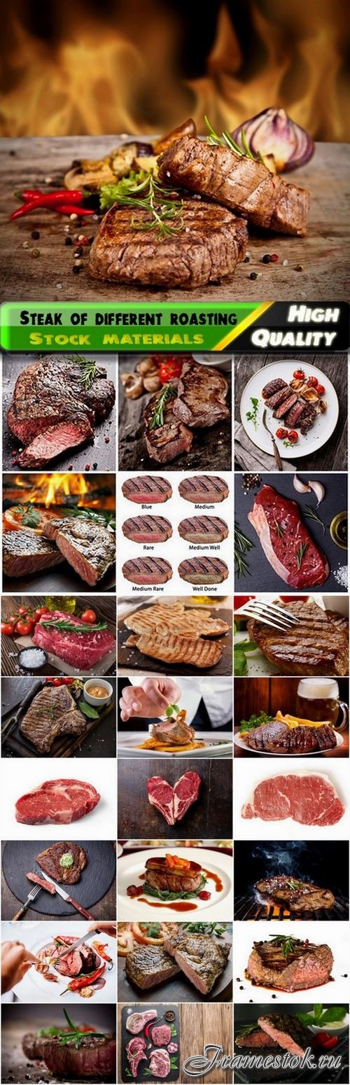 Steak on the grill of different roasting - 25 HQ Jpg