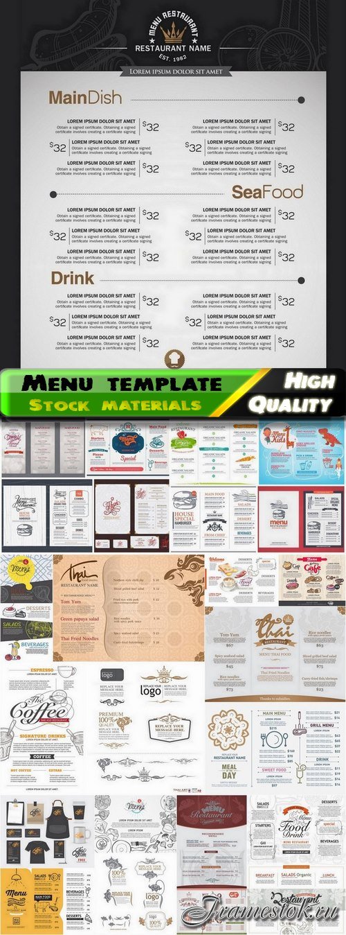Menu template design elements in vector from stock #16 - 25 Eps