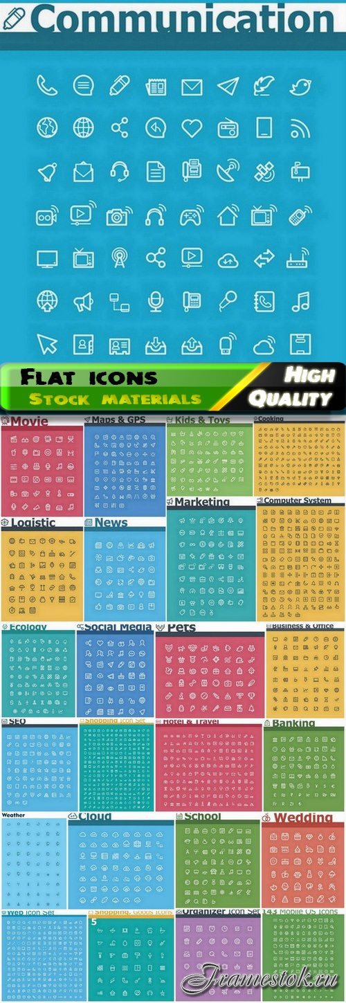 Flat icons and elements for web design 6 - 25 Eps