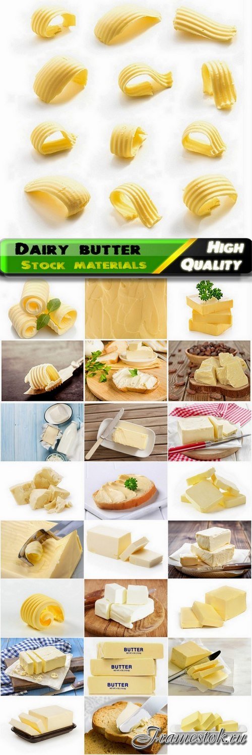 Dairy butter isolated and with bread - 25 HQ Jpg