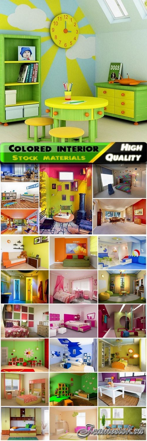 Colored interior of home rooms and nursery - 25 HQ Jpg