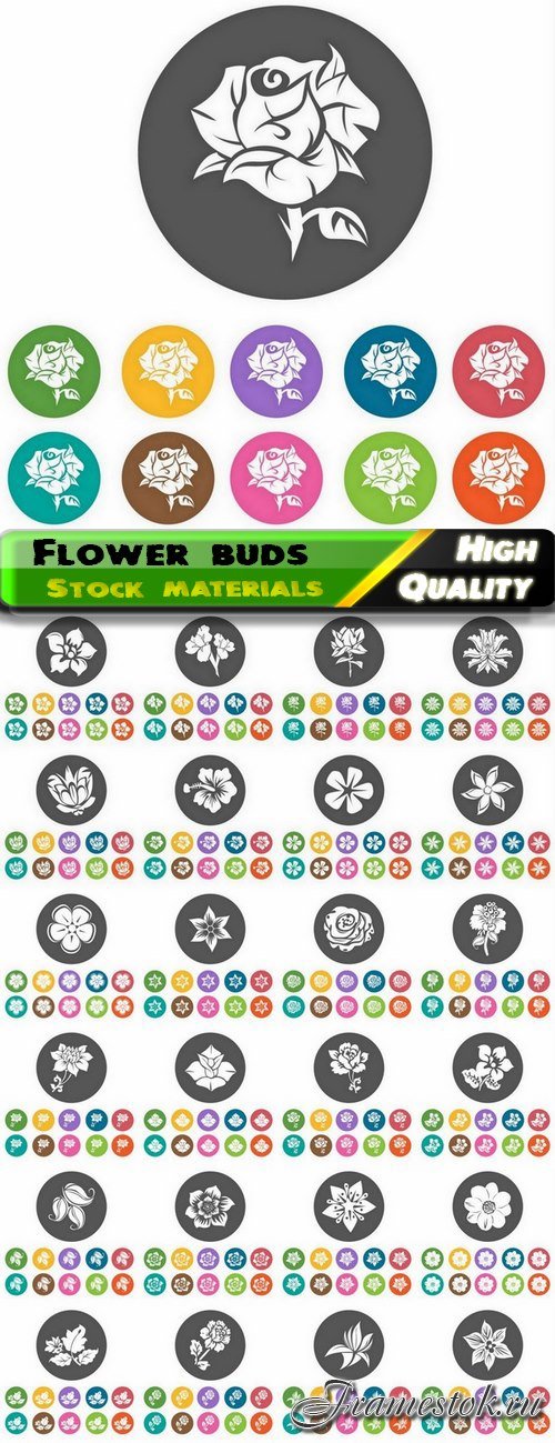 Cute silhouettes of flower buds - 25 Eps