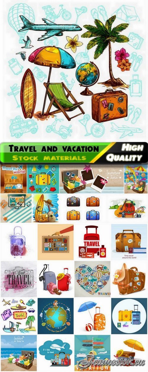 Travel and summer vacation conceptual Illustration - 25 Eps