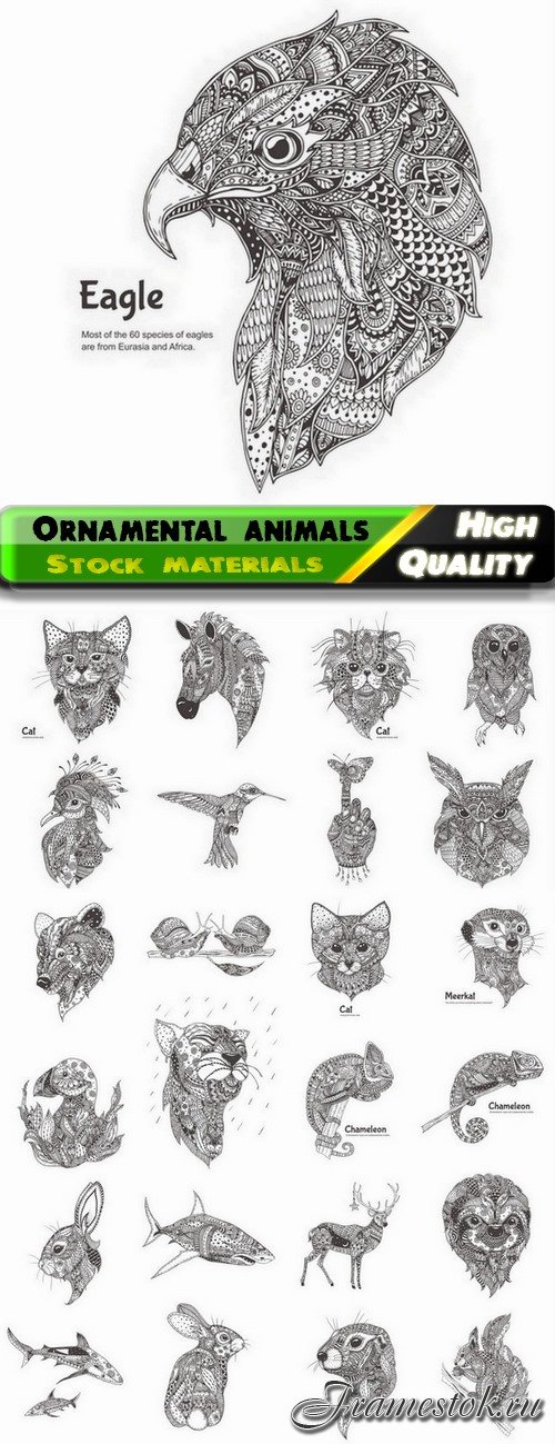 Ornamental animals in boho style 3 - 25 Eps