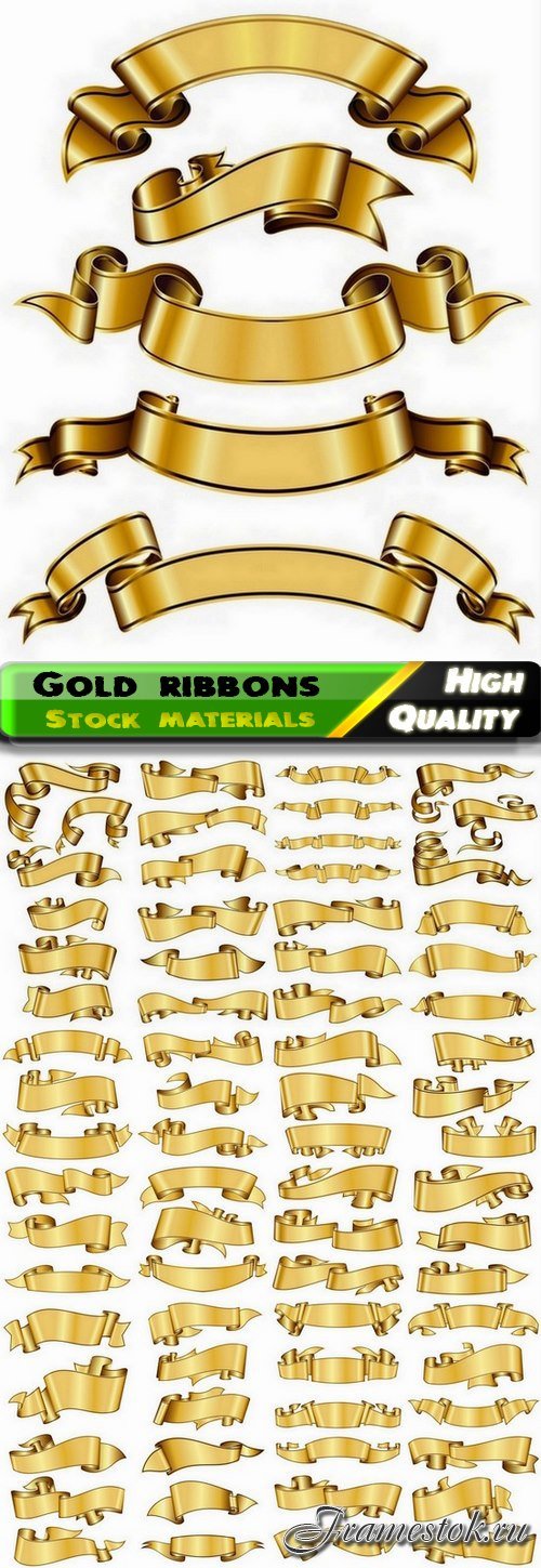 Set of gold ribbons for gift card decoration - 25 Eps
