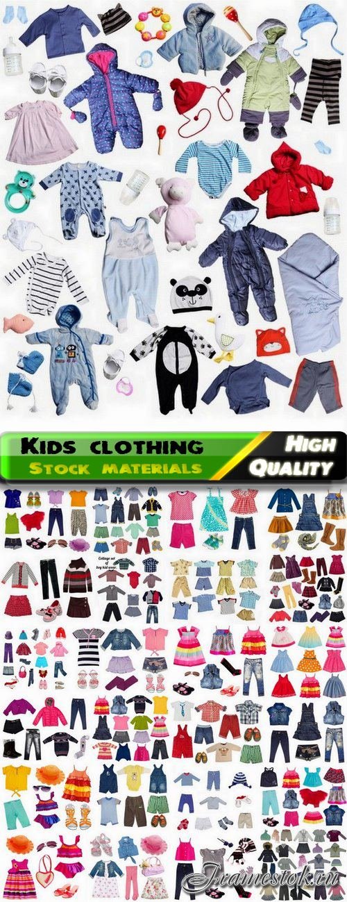 Big set of various kids clothing on white - 25 HQ Jpg
