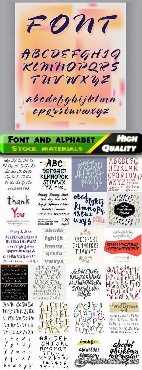 Font and hand lettering alphabet- 25 Eps