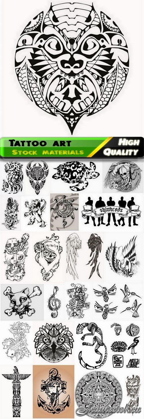 Hand drawn tattoo art illustrations - 25 Eps