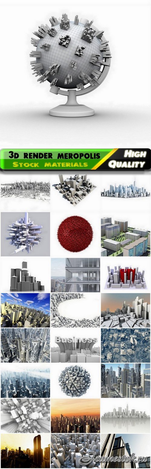 3d render city with building and metropolis - 25 HQ Jpg