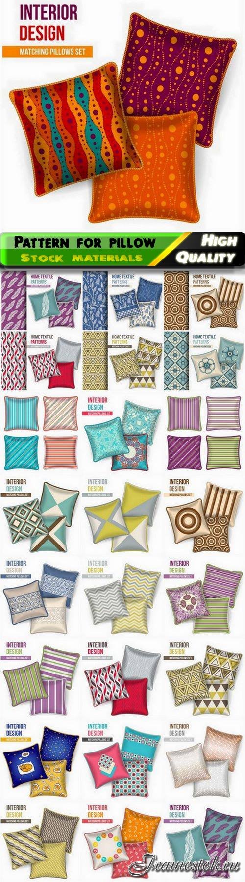 Seamless pattern and ornament for cloth fabric of pillow - 25 Eps