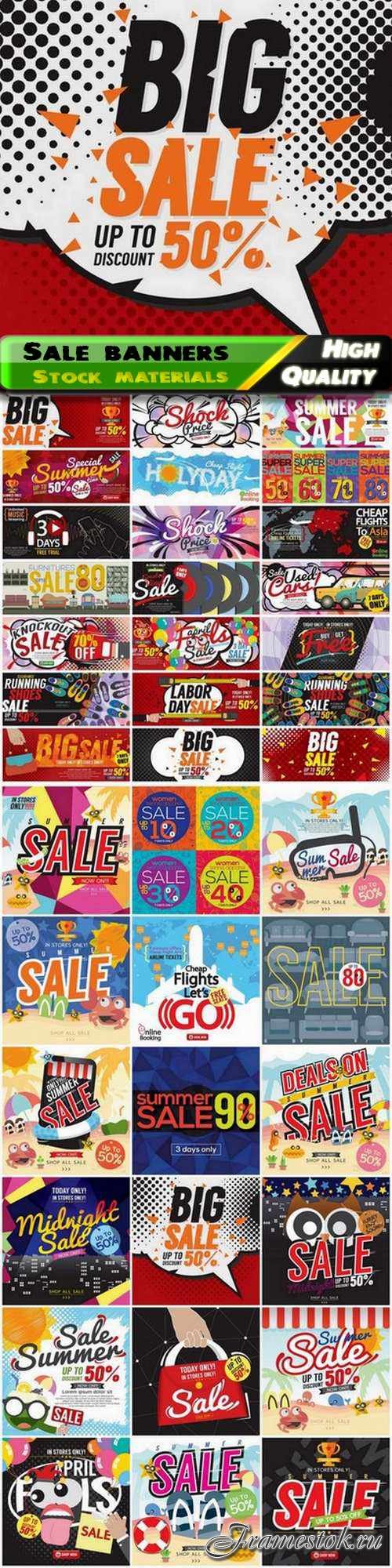 Summer sale banner and discount tag for advertising - 40 Eps