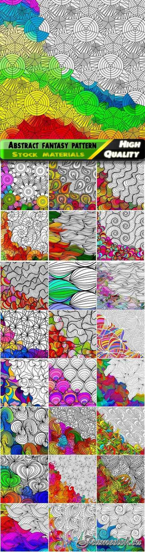 Abstract fantasy pattern and ornament for coloring book - 25 Eps