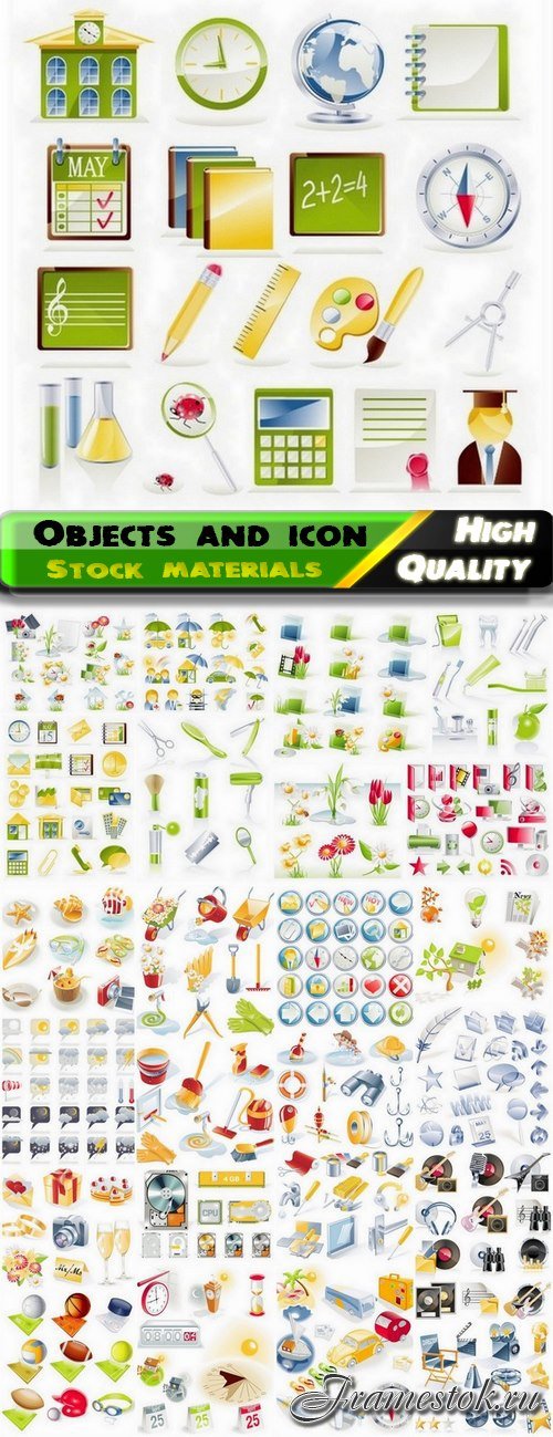 Objects and detailed icon for web or app development - 25 Eps