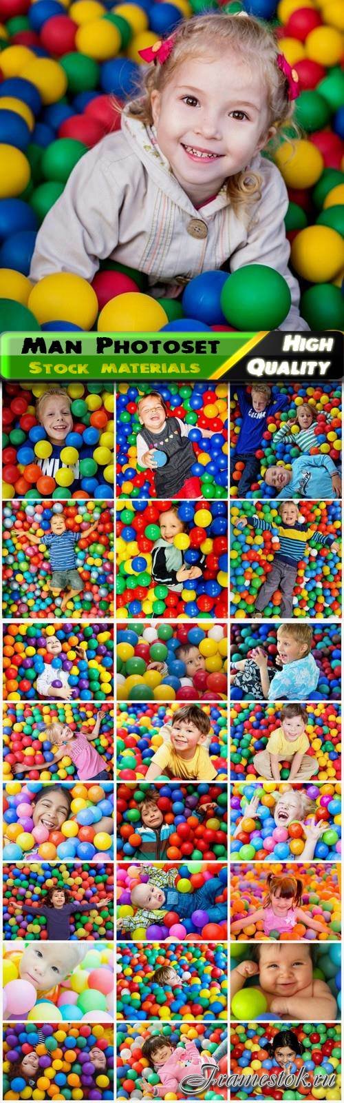 Children and kids have fun in pool of balls - 25 HQ Jpg