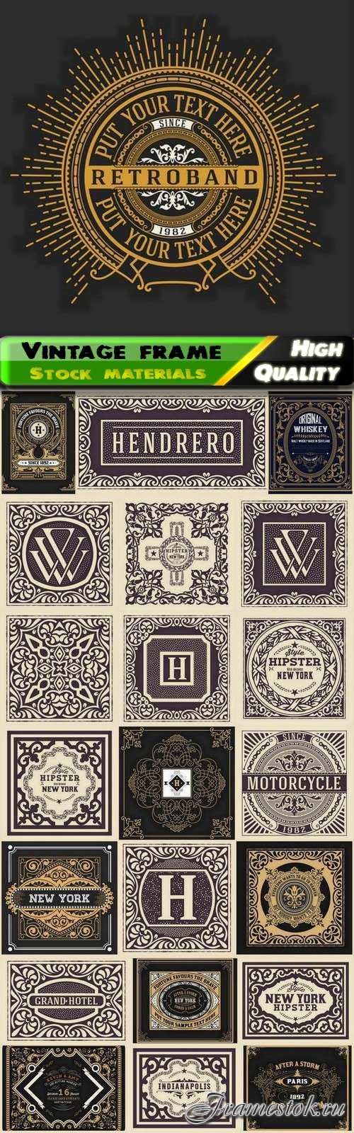 Vintage frame and calligraphic elements in hipster style - 25 Eps
