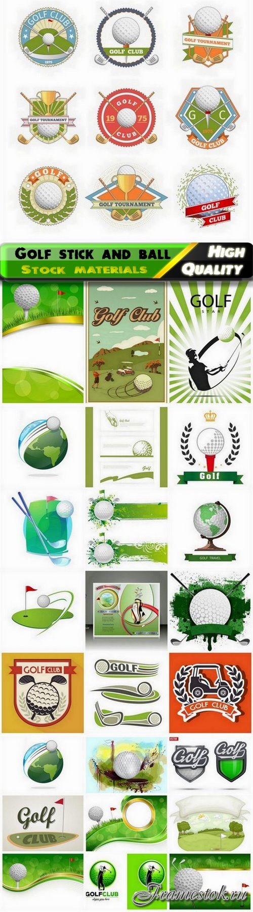 Sport backgrounds with stick and golf ball - 25 Eps