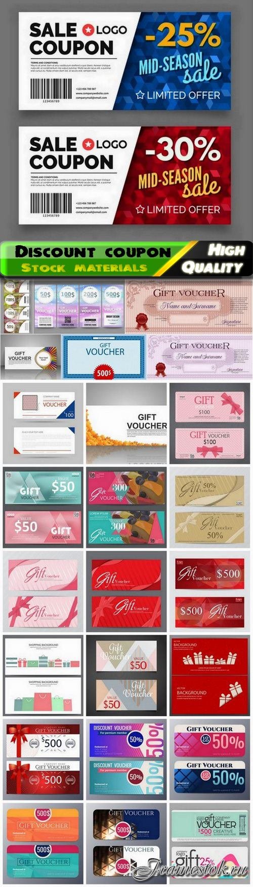 Discount coupon and gift voucher for business advertising 4 - 25 Eps