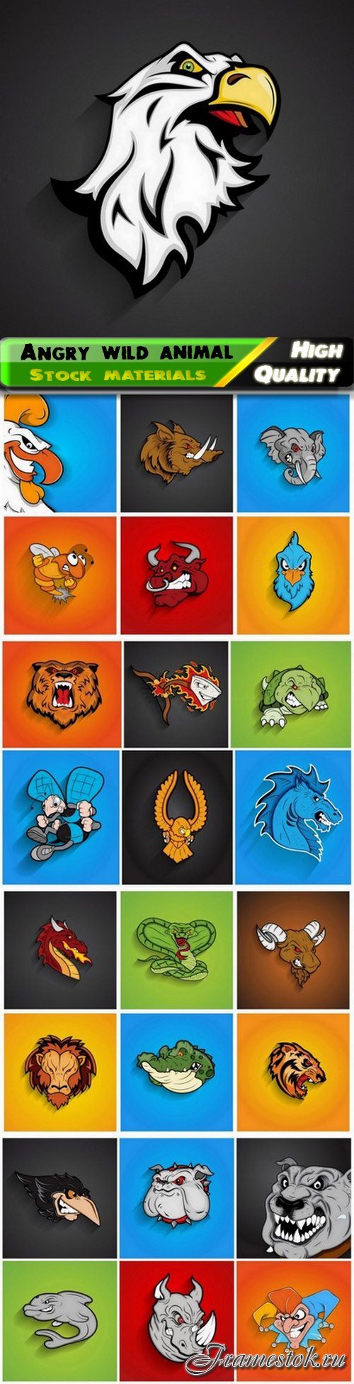 Angry and scary wild animal face logo and emblem 2 - 25 Eps