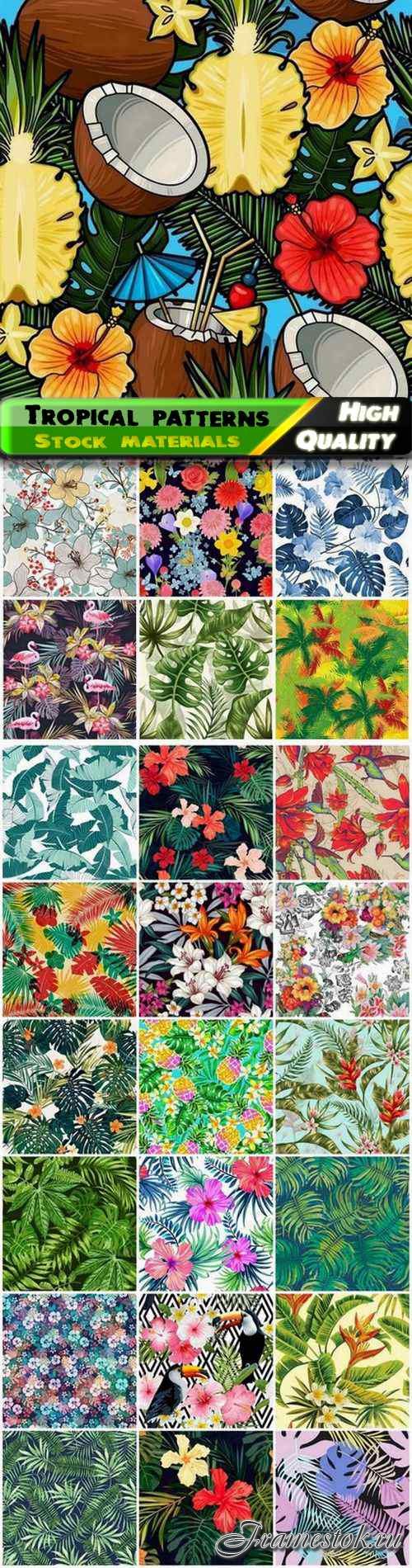 Tropical seamless patterns with leaf and flower for wallpaper - 25 Eps