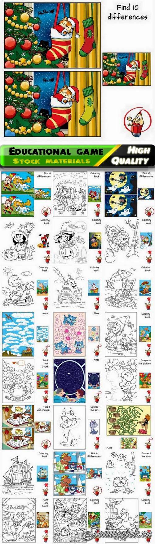 Educational game for kid maze coloring book find difference - 25 Eps