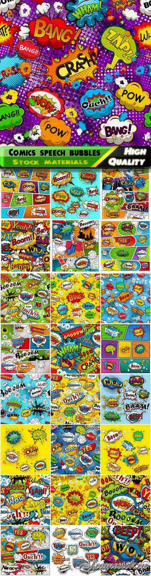 Cartoon comics speech bubbles with expression 25 Eps