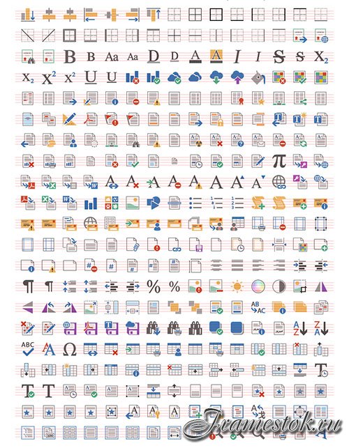 Word Processing Set - Pure Flat Toolbar Stock Icons